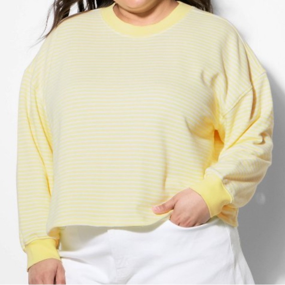 Wild Fable yellow stripped terry crew neck